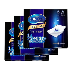 Unicharm Silcot Uruuru Sponge Touch Moisturizing Facial Cotton (Pack of 3) - YOYO JAPAN