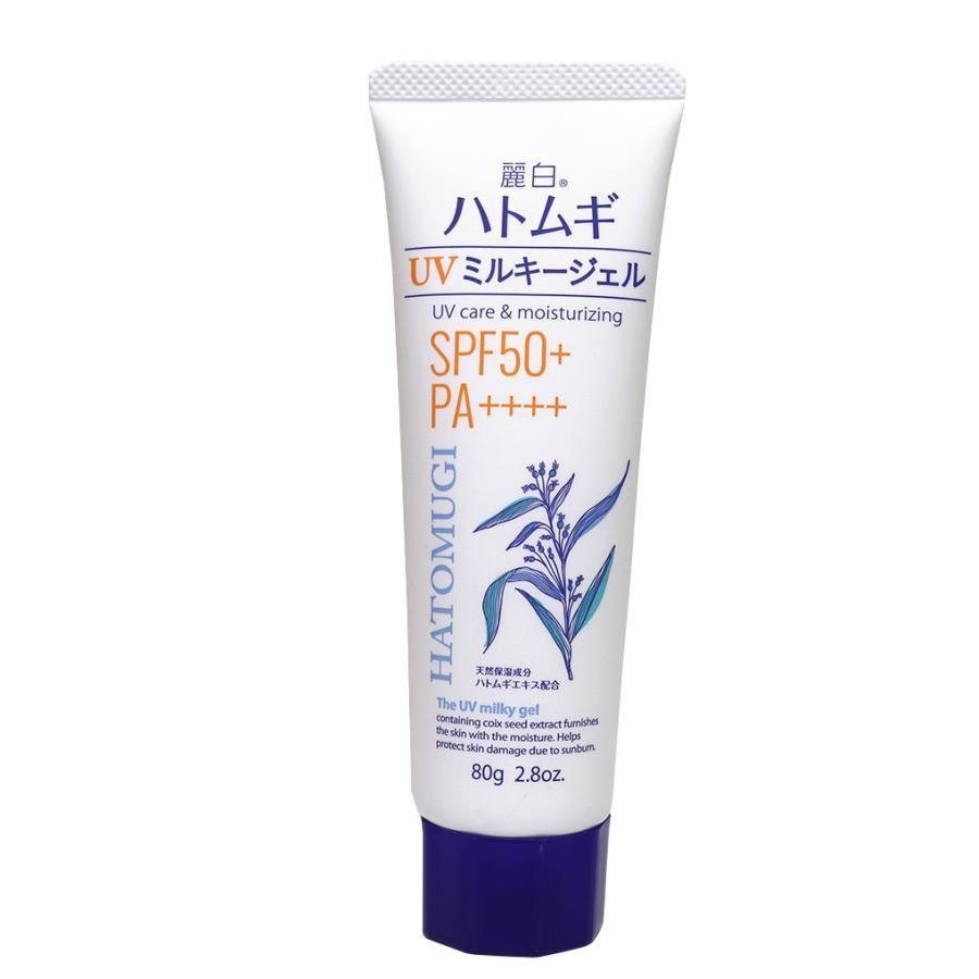 Reihaku Hatomugi Job's Tears UV Milky Sunscreen Gel SPF50+ PA++++ 80g - YOYO JAPAN