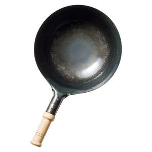 Yamada Kogyo Round Bottom Iron Wok with Wooden Handle (1.2mm) - YOYO JAPAN