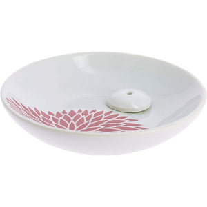 Nippon Kodo Japanese Incense Burner Kikumon Chrysanthemum (Set of Pottery Incense Plate and Incense Holder) - YOYO JAPAN