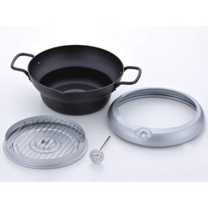 Wahei Induction Iron Deep Fryer Pot With Lid And Oil Drain Rack 24cm - YOYO JAPAN