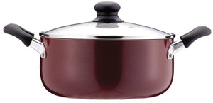 Pearl Kinzoku 24Cm Double-Handed Stew Pot W/ Glass Lid Ih Compatible Japan H-2095 - YOYO JAPAN