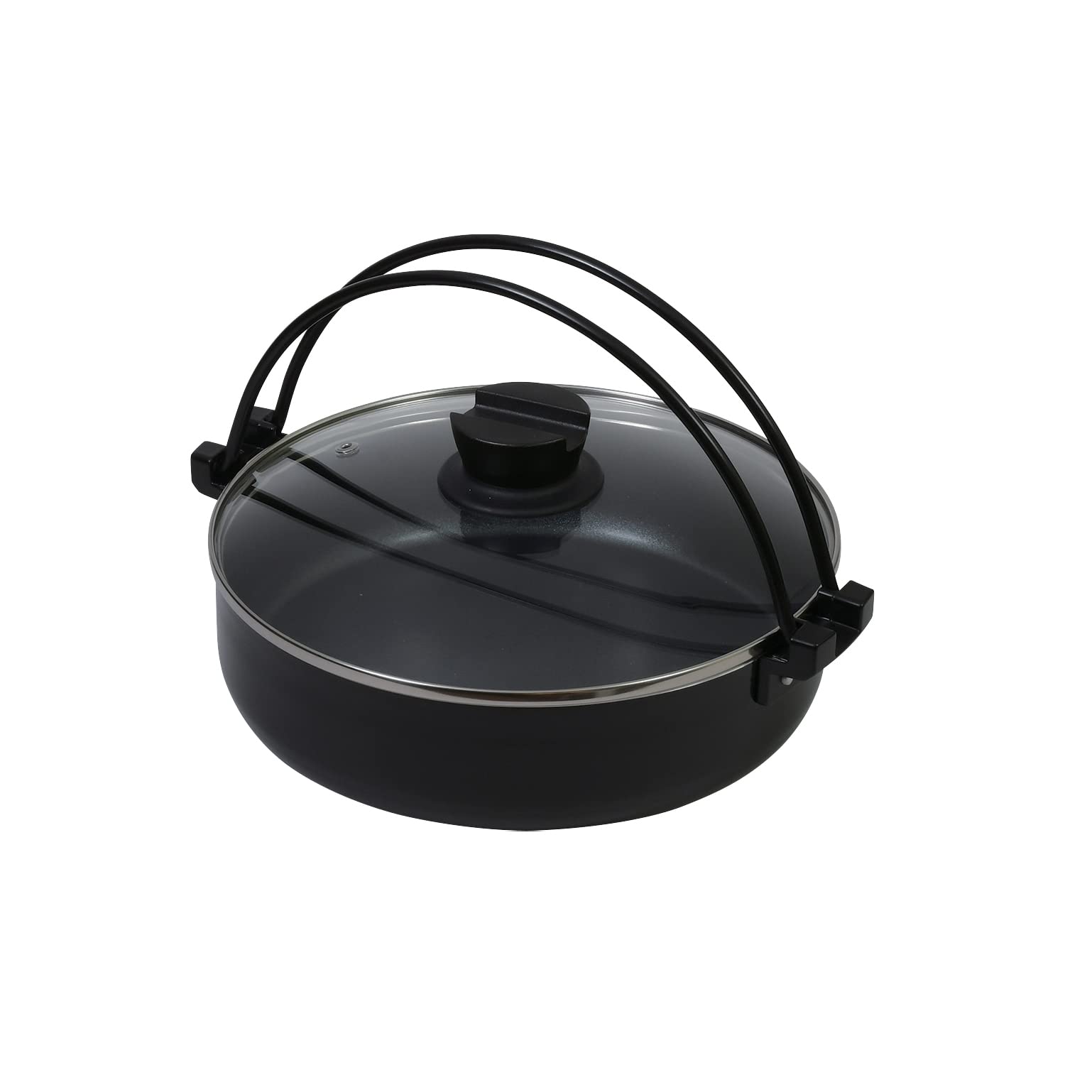 Pearl Metal Kinzoku Pot Sukiyaki 26Cm Glass Lid Ih Compatible Japan Home Set Hb-5857 - YOYO JAPAN