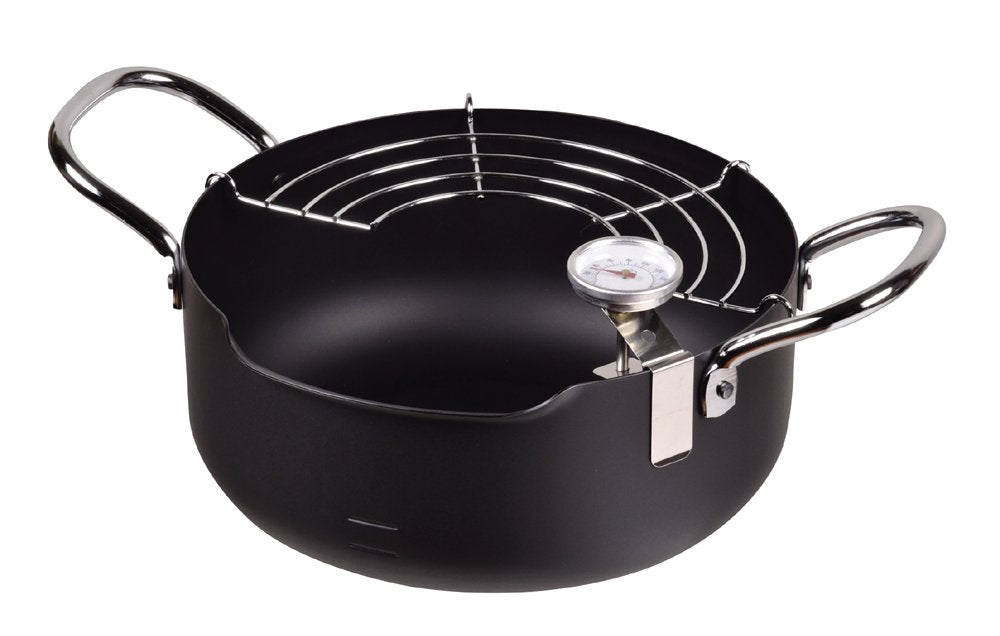 Pearl Metal Kinzoku Tempura Pot 20Cm Ih Compatible Japan Hb-1892 W/Thermometer - YOYO JAPAN