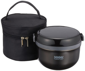 Pearl Metal Kinzoku Thermal Insulated Lunch Box 2.7 Cups W/ Bag Black Tokumori Donburi Japan - Hb-1314 - YOYO JAPAN