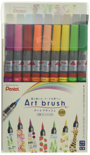 Pentel Japan Color Brush Pen Art Brush 18 Colors Set Xgfl-18St - YOYO JAPAN