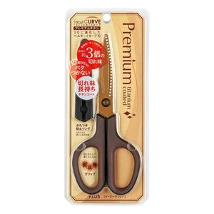 Plus Premium Titanium Brown Scissors Fit Cut Curves 34-552 Made In Japan - YOYO JAPAN