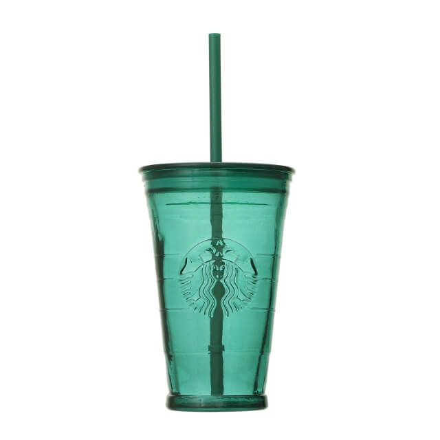 Recycled glass cold cup tumbler green 473ml - Japanese Starbucks - YOYO JAPAN