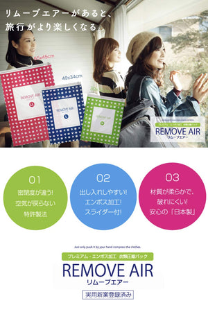 Remove Air Clothing Compression Bags Assorted 10Pc Set Made In Japan Embossed Travel Storage - YOYO JAPAN