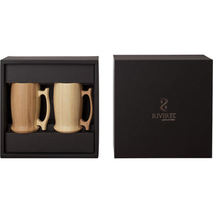 Riveret 500Ml Beer Mug Set (White/Brown) Dishwasher Safe - Made In Japan (Rv-204Wb) - YOYO JAPAN