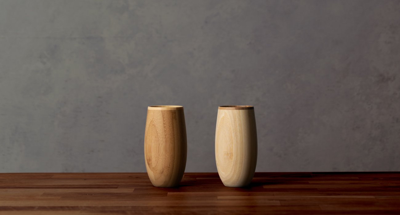 Riveret Japan Cocoon Tumbler 330Ml Pair Set Bamboo Dishwasher Safe White/Brown - YOYO JAPAN