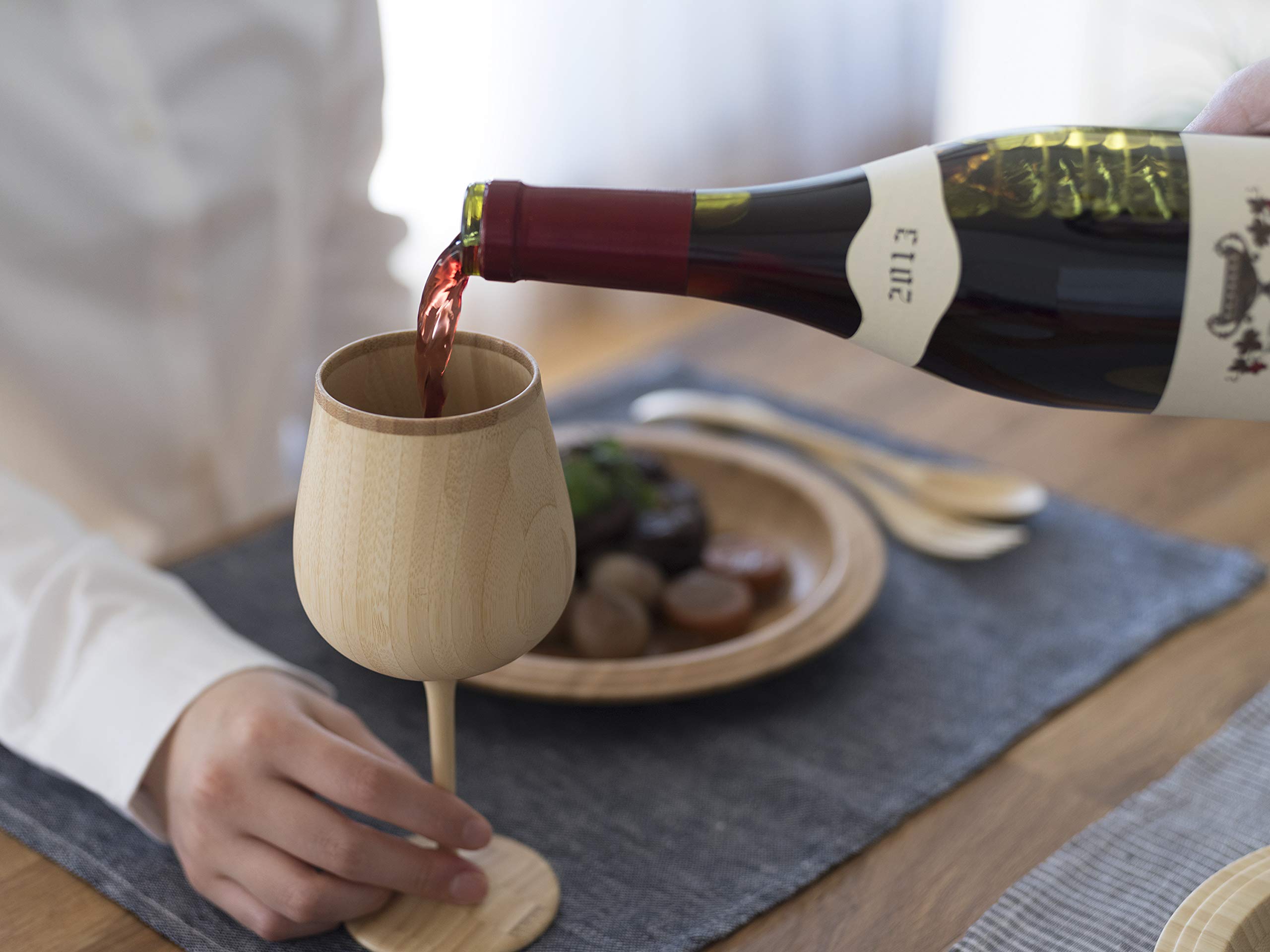 Riveret Japan 380Ml Bamboo Wine Glass Dishwasher Safe Brown Rv-118B - YOYO JAPAN