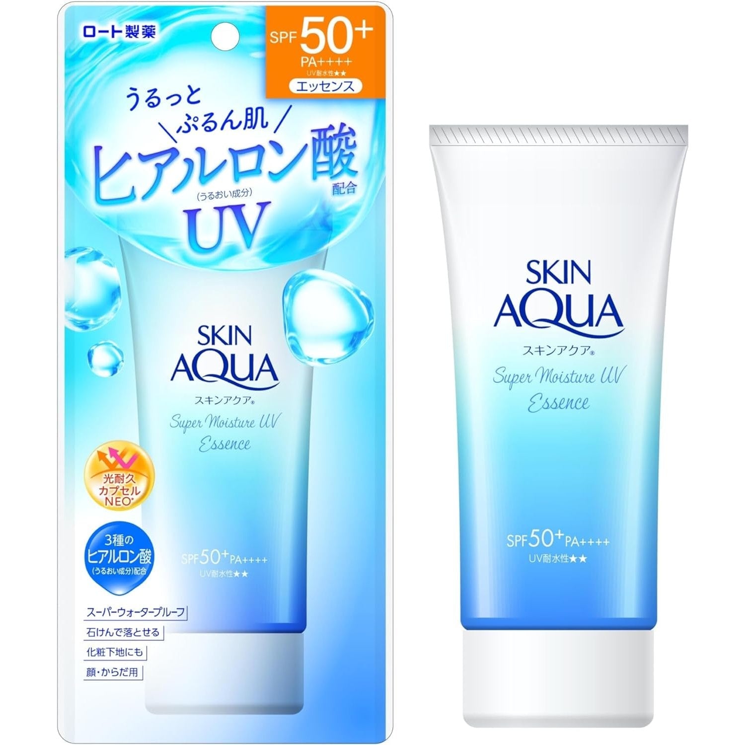 Rohto Skin Aqua Sunscreen Super Moisture UV Essence SPF50+ 80g - YOYO JAPAN