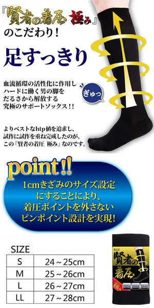 Roi Japan 5 Pairs Men'S Compression Socks (M25-26Cm Navy) - YOYO JAPAN