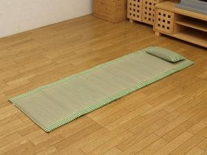 Ikehiko Corporation Rush Sleeping Mat With Pillow Green Single 60X180Cm Japan Urethane Included - YOYO JAPAN