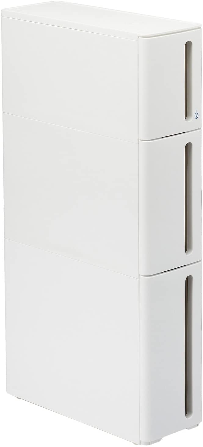 Sanka Japan Stranti Casters Gap Storage 17Cm 3-Tier White Kitchen Rack 85Cm Stackable W/Locking & Fall Prevention - Ready-To-Use - YOYO JAPAN