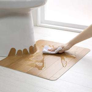 Sanko Mitsuba Kv-15 Non-Slip Toilet Mat Japan 55X43Cm Wipeable Stain Prevention Wood Beige - YOYO JAPAN
