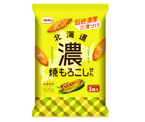Befco Roasted Hokkaido Corn Flavor Senbei Oval Rice Crackers 51g (Pack of 6) - YOYO JAPAN