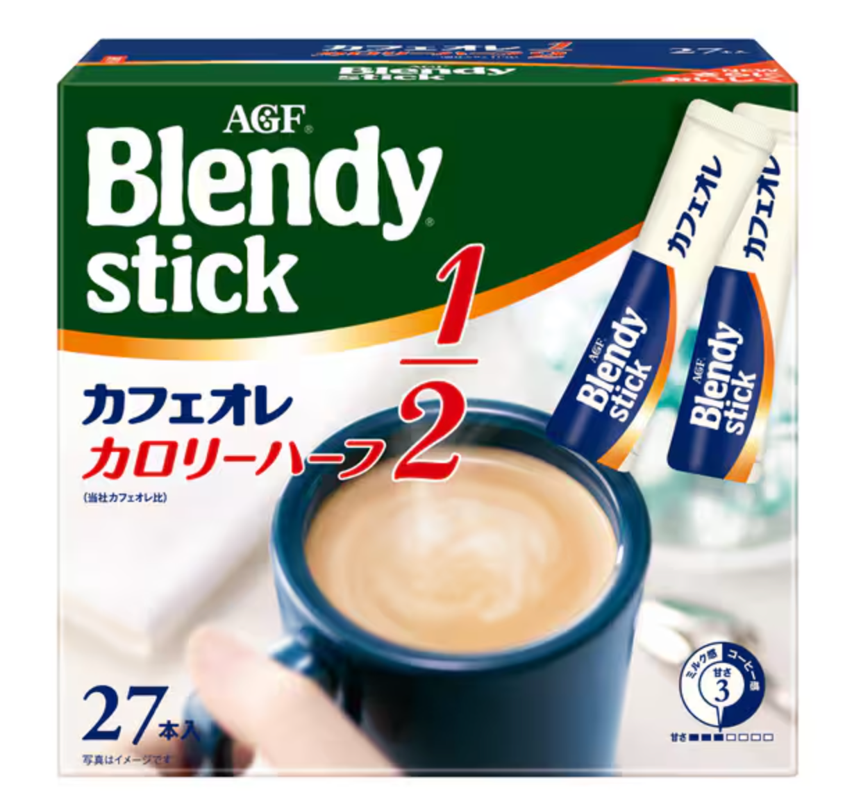 Ajinomoto Agf Blendy Stick Cafe Au Lait Half Calorie Version 30 Sticks - Mildly Sweet Coffee - YOYO JAPAN