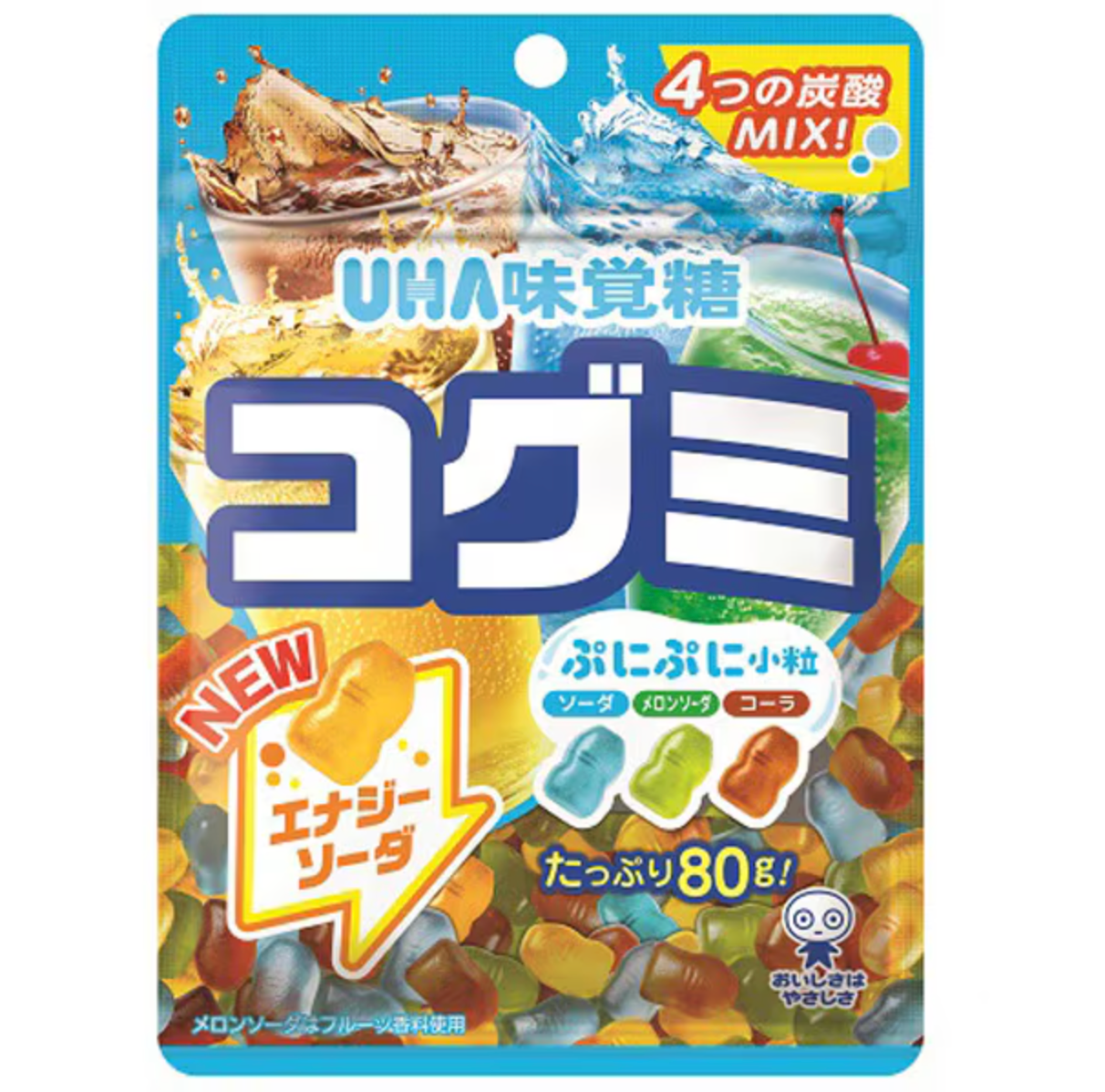 UHA Mikakuto Carbonated Soda Gummy Candy 4 Flavor Japanese Gummies Mix 85g - YOYO JAPAN