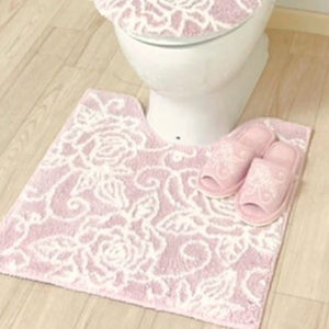 Senko Japan Clear Rose Toilet Mat 60X60Cm Light Pink 87838 - YOYO JAPAN