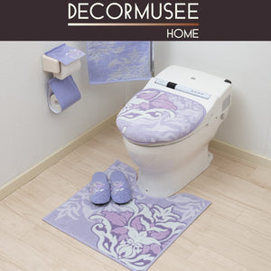 Senko Japan Samira Toilet Lid Cover Lavender Damask Antibacterial Deodorant 32052 - YOYO JAPAN