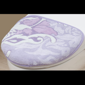 Senko Japan Samira Toilet Lid Cover Lavender Damask Antibacterial Deodorant 32052 - YOYO JAPAN