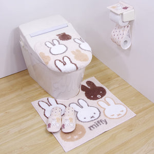 Senko Miffy Toilet Lid Cover W/ Suction Sheet Japan Beige 65340 - YOYO JAPAN