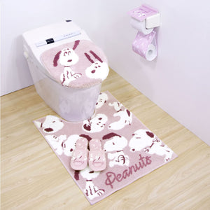 Senko Japan Snoopy Toilet Mat 80X60Cm Fluffy Pink Animal Character 65297 - YOYO JAPAN