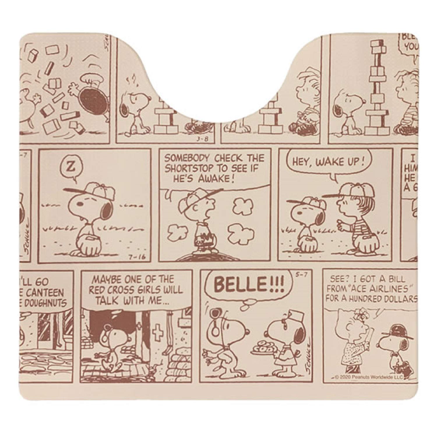 Senko Japan Snoopy Wipeable Pvc Toilet Mat 55X60Cm Beige Frame 61525 - YOYO JAPAN