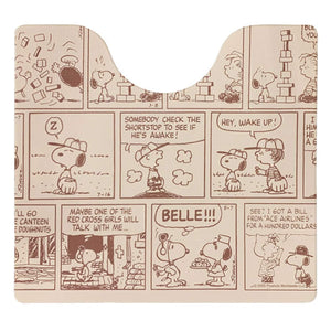 Senko Japan Snoopy Wipeable Pvc Toilet Mat 55X60Cm Beige Frame 61525 - YOYO JAPAN