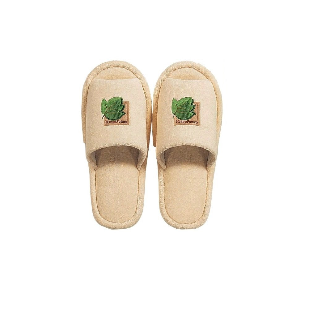Senko Japan Tiny Leaf Slippers Free Size Beige Embroidered Toilet Shoes 78888 - YOYO JAPAN
