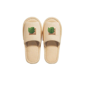 Senko Japan Tiny Leaf Slippers Free Size Beige Embroidered Toilet Shoes 78888 - YOYO JAPAN