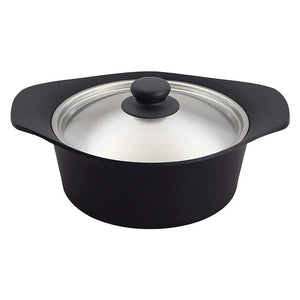 Nihon Yoshokki Cast Iron Induction Deep Casserole 22Cm Japan W/ Stainless Steel Lid - YOYO JAPAN