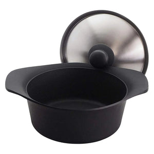Nihon Yoshokki Cast Iron Induction Deep Casserole 22Cm Japan W/ Stainless Steel Lid - YOYO JAPAN