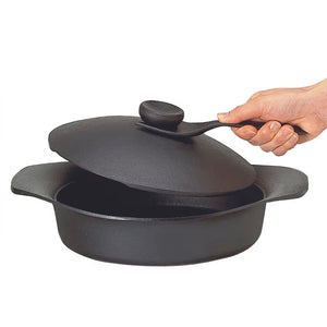 Nihon Yoshokki Sori Yanagi Cast Iron Induction Grill Pan 22Cm W/ Lid & Fork Japan - YOYO JAPAN