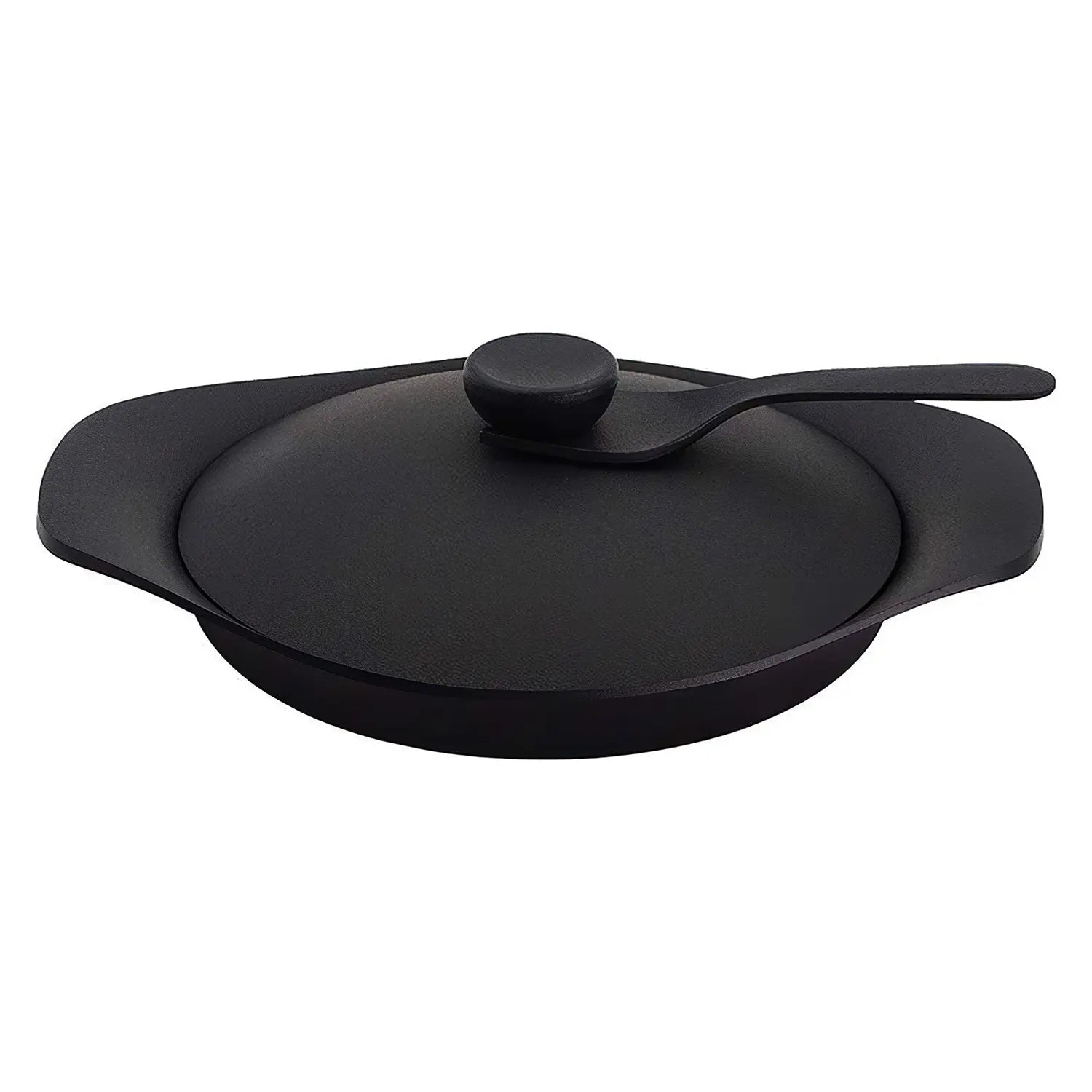 Nihon Yoshokki Cast Iron Induction Oil Pan Griddle 22Cm W/ Lid & Fork Made In Japan - YOYO JAPAN