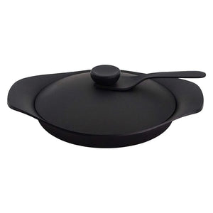 Nihon Yoshokki Cast Iron Induction Oil Pan Griddle 22Cm W/ Lid & Fork Made In Japan - YOYO JAPAN