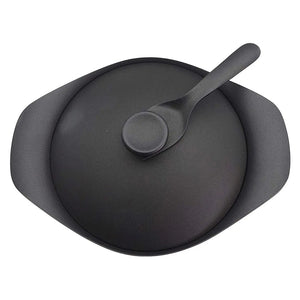 Nihon Yoshokki Cast Iron Induction Oil Pan Griddle 22Cm W/ Lid & Fork Made In Japan - YOYO JAPAN