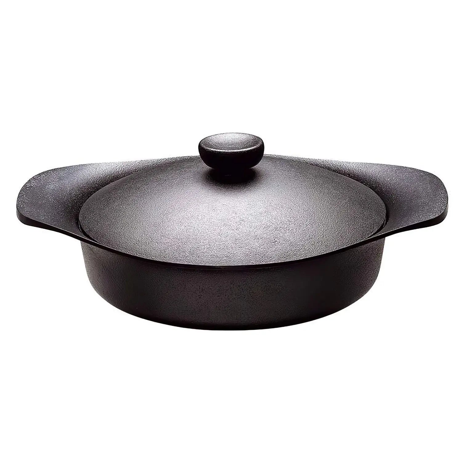 Nihon Yoshokki Cast Iron Induction Shallow Casserole 22Cm Japan W/Lid & Fork - YOYO JAPAN