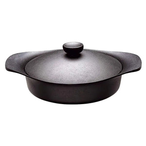 Nihon Yoshokki Cast Iron Induction Shallow Casserole 22Cm Japan W/Lid & Fork - YOYO JAPAN