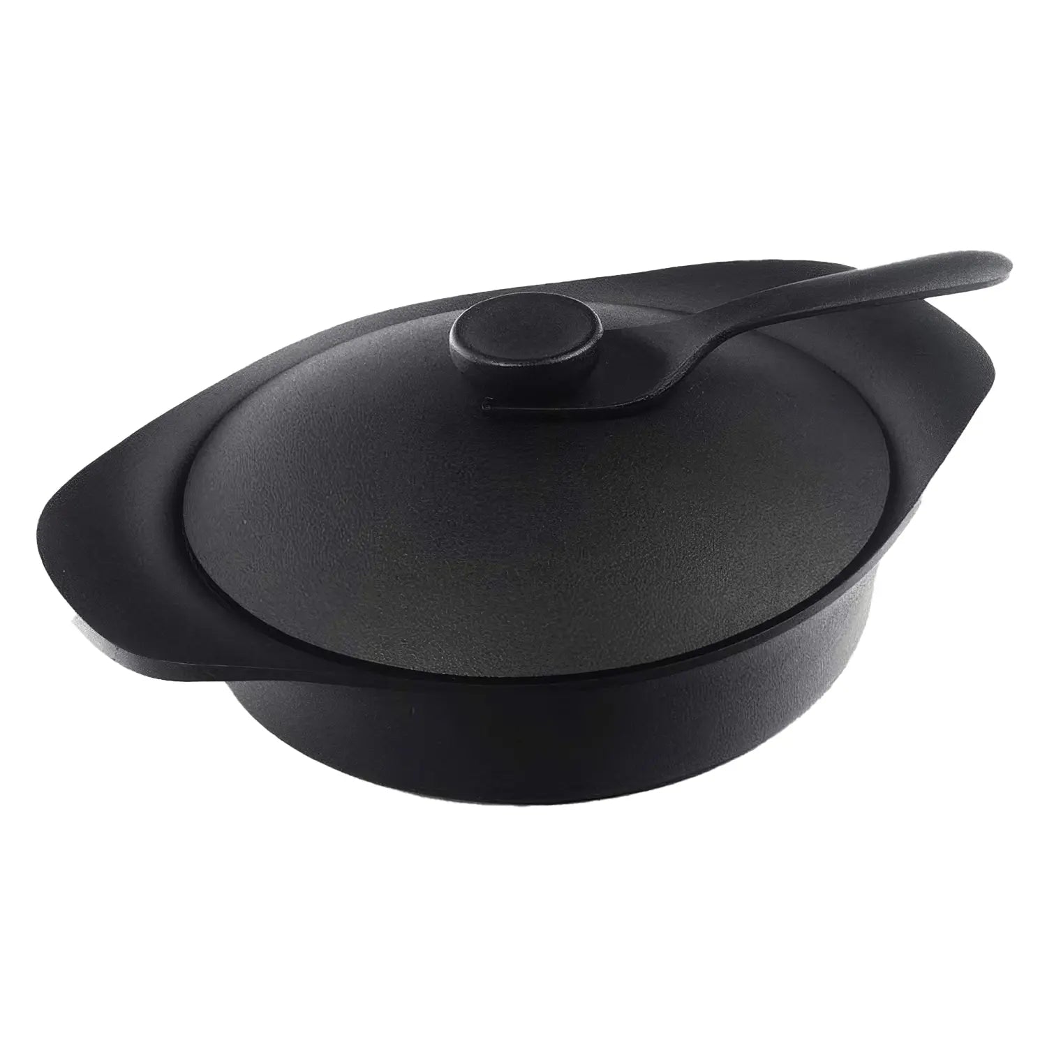 Nihon Yoshokki Cast Iron Induction Shallow Casserole 22Cm Japan W/Lid & Fork - YOYO JAPAN
