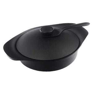 Nihon Yoshokki Cast Iron Induction Shallow Casserole 22Cm Japan W/Lid & Fork - YOYO JAPAN