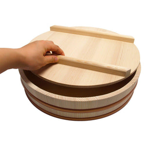 Tachibana Sushi Oke Wooden Hangiri Bowl with Lid 36cm - YOYO JAPAN