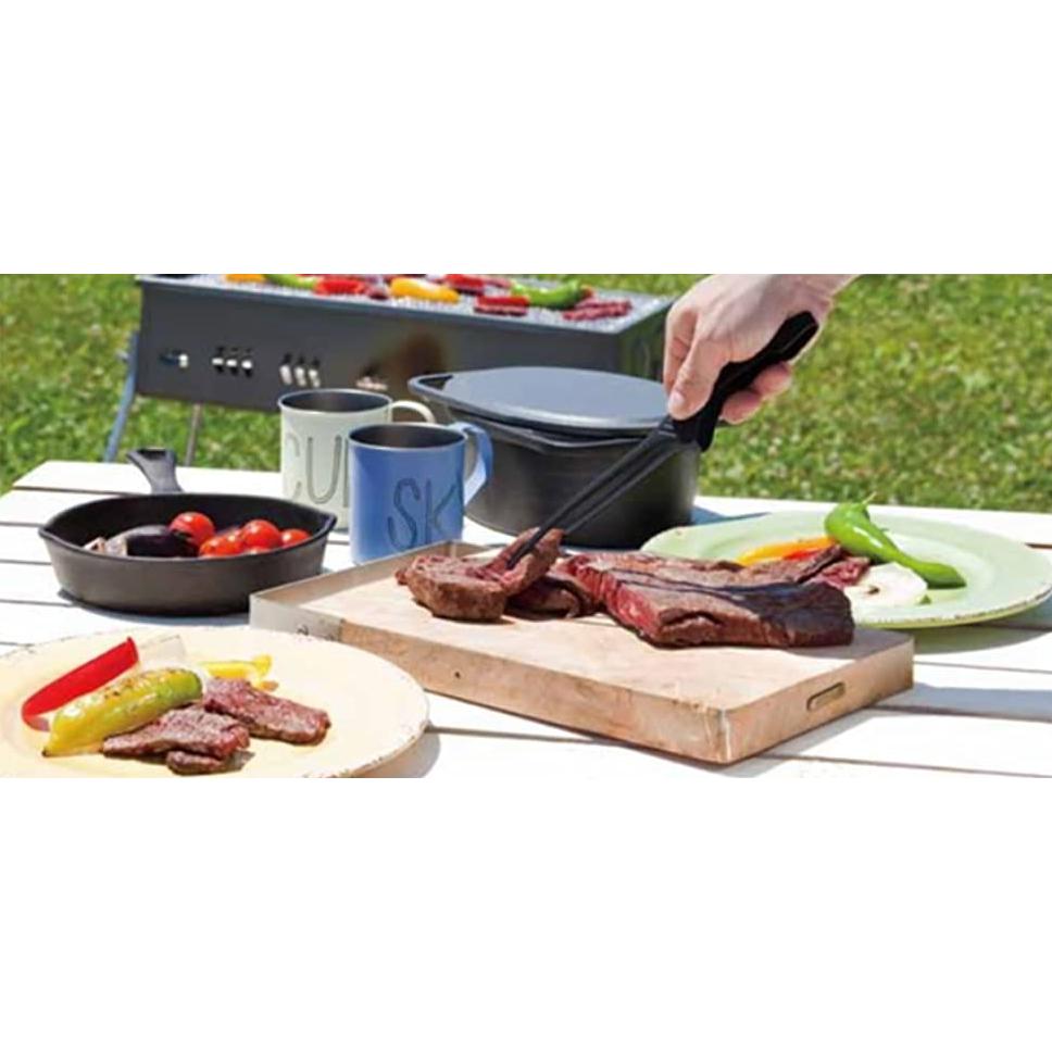 Todai Matte Black Stainless Steel Yakiniku BBQ Clever Tongs 240mm - YOYO JAPAN