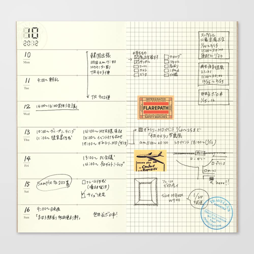 Designphil Traveler's Notebook Weekly Planner Refill Regular Size 14331006 - YOYO JAPAN