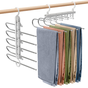 Housolution Trouser Hanger Set Of 2 - 5 Tiers No Marks Wrinkle Prevention Japan Closet Storage - YOYO JAPAN