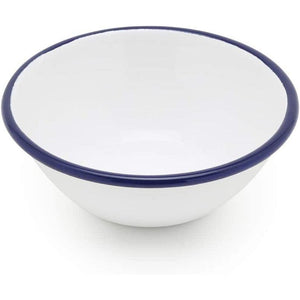 Tsuki Usagi White Enamel Bowl With Navy Blue Detailing - YOYO JAPAN