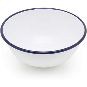 Tsuki Usagi White Enamel Bowl With Navy Blue Detailing - YOYO JAPAN