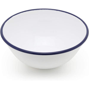 Tsuki Usagi White Enamel Bowl With Navy Blue Detailing - YOYO JAPAN